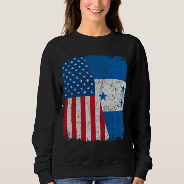 Honduran American Flag Half USA Honduras Root Prou Sweatshirt (Vorderseite)