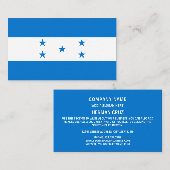 honduranische Flagge, Flagge von Honduras Visitenkarte (Vorne/Hinten)