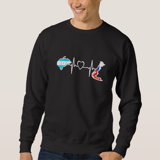 Honduras Chile Flag Honduran Chilean Heartbeat   Sweatshirt (Vorderseite)
