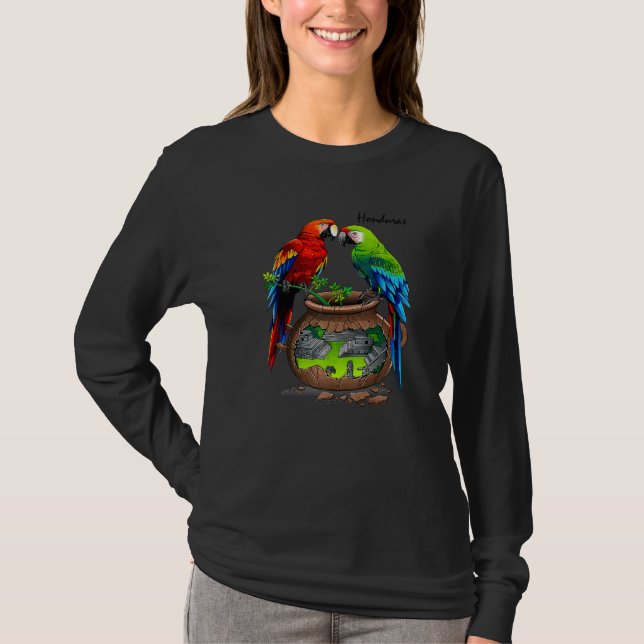 Honduras Copan Maya-Papageien T-Shirt (Vorderseite)