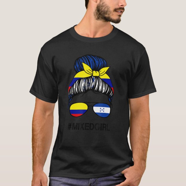 Honduras Flag Kolumbian Honduran Messy Bu T-Shirt (Vorderseite)