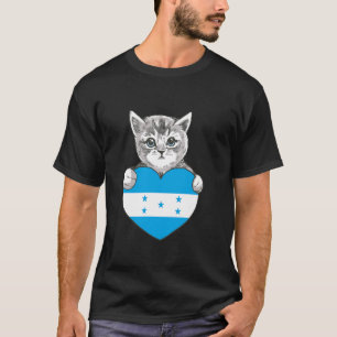 Honduras-Flagge Süße Katze Herz Honduranische Wurz T-Shirt