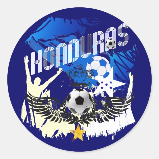 Honduras Grunge-Fahne Futbol-Design Runder Aufkleber (Vorderseite)