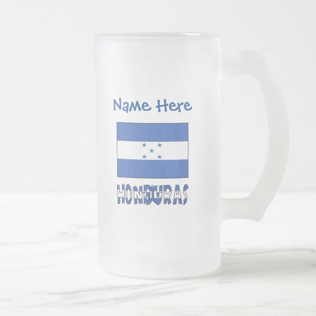 Honduras Honduran Flag Blue Personalization Mattglas Bierglas (Rechts)