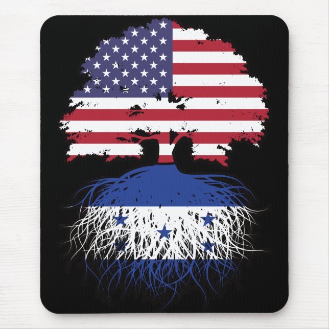 Honduras Honduras American USA Tree Roots Flag Mousepad (Vorne)