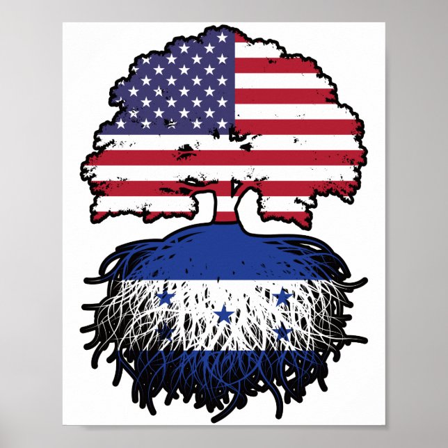 Honduras Honduras American USA Tree Roots Flag Poster (Vorne)