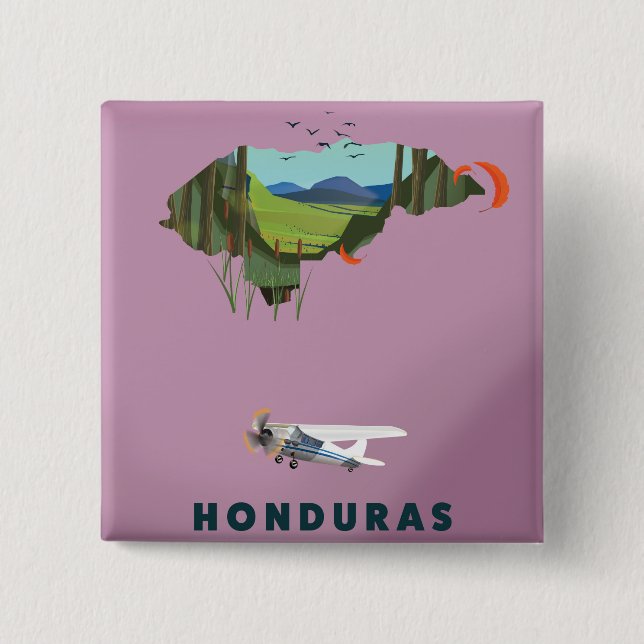 Honduras Illustriertes Reiseplakat Button (Vorderseite)