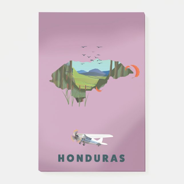 Honduras Illustriertes Reiseplakat Post-it Klebezettel (Vorderseite)