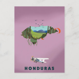 Honduras Illustriertes Reiseplakat Postkarte