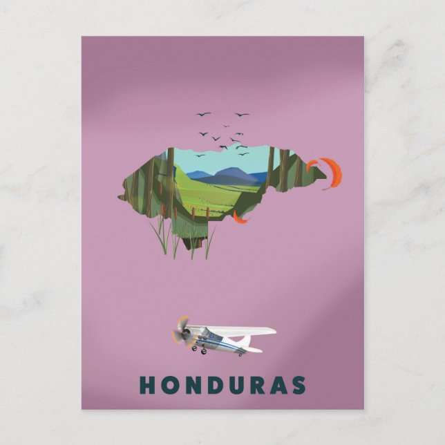 Honduras Illustriertes Reiseplakat Postkarte (Vorderseite)