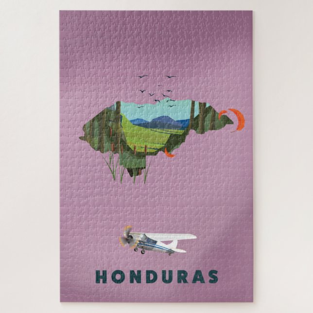 Honduras Illustriertes Reiseplakat Puzzle (Vertikal)