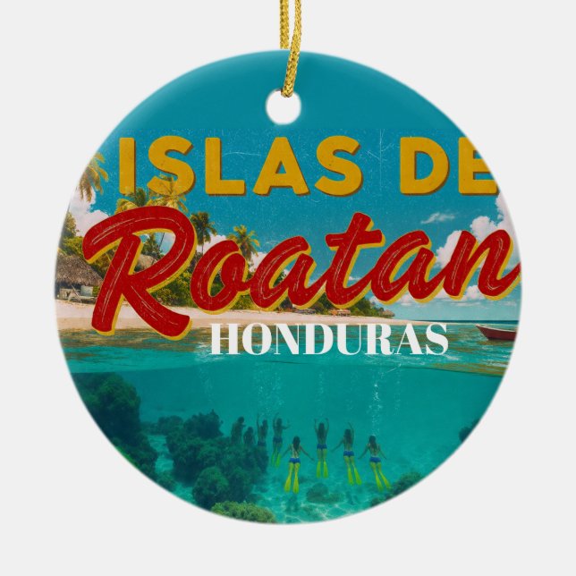 Honduras ISLAS DE ROATAN Retro poster Keramik Ornament (Vorne)