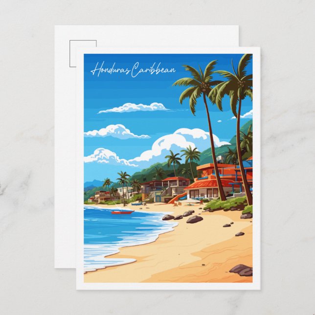 Honduras Karibik Vintage Illustration Postkarte (Vorne/Hinten)