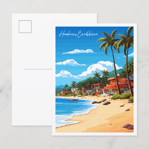 Honduras Karibik vintage Reiseillustration Postkarte