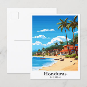 Honduras karibische Kunst Vintage-Reiseillustratio Postkarte