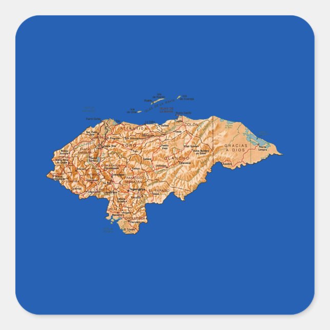 Honduras-Karten-Aufkleber Quadratischer Aufkleber (Vorderseite)