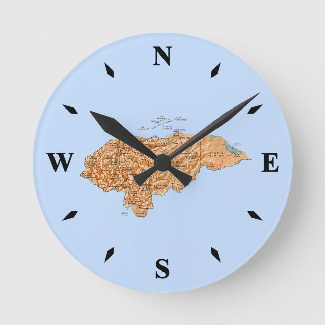 Honduras Map Clock Runde Wanduhr (Vorderseite)