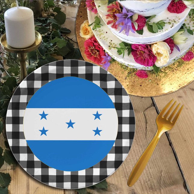 Honduras Plate, Büffel kariert & Honduras Flag Pappteller (Von Creator hochgeladen)