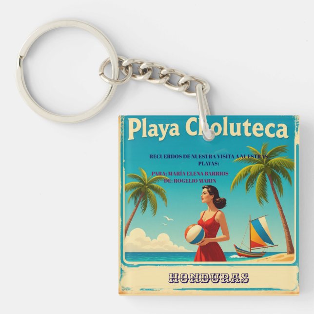  Honduras PLAYAS CHOLUTECA Retro poster Schlüsselanhänger (Vorderseite)