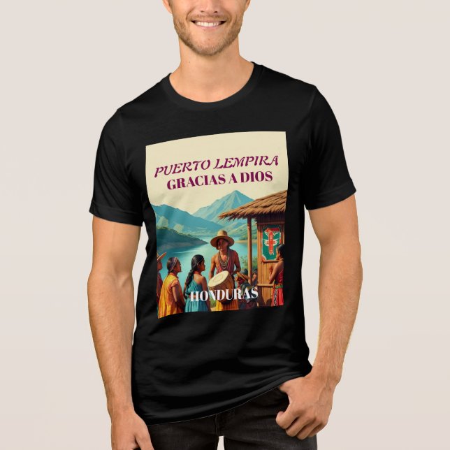  Honduras Puerto LEMPIRA Retro poster Tri-Blend Shirt (Vorderseite)