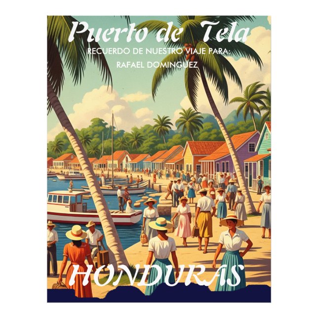  Honduras Puerto Tela Retro poster (Vorne)