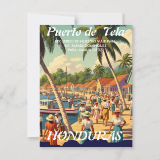  Honduras Puerto Tela Retro poster Postkarte