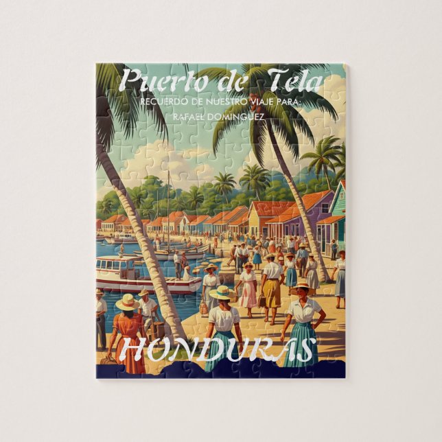  Honduras Puerto Tela Retro poster Puzzle (Vertikal)