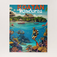 Honduras Roatan Reise Vintage Retro Poster