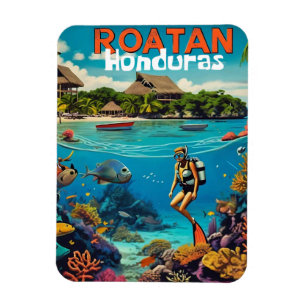 Honduras Roatan Travel Vintag Retro Poster Magnet
