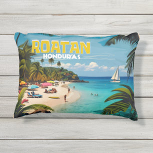 Honduras Travel Vintage Poster Macaw und Toucan Kissen Für Draußen