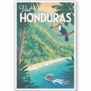 Honduras-Tukan-Illustration Reise Kunst Vintage Aufkleber