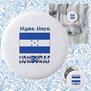 Honduras und honduranische Flagge Blau Personalisi Button