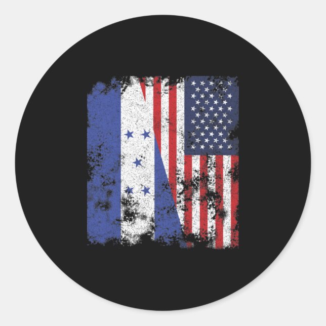 Honduras USA Flag - Halb Amerika Runder Aufkleber (Vorderseite)