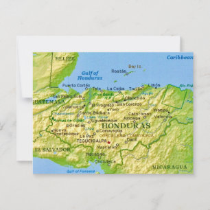 Honduras Vintag Map Postcard Postkarte