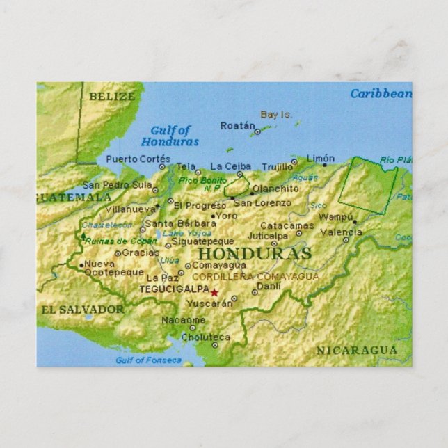Honduras Vintag Map Postcard Postkarte (Vorderseite)