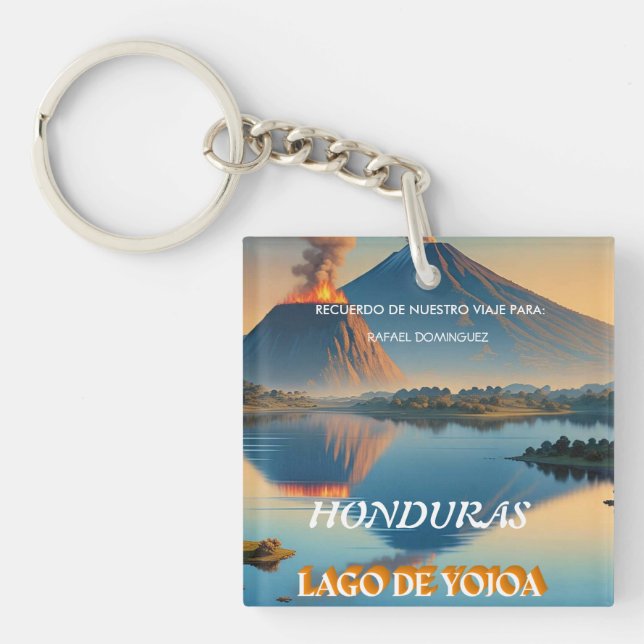  Honduras Yojoa Lake Retro poster  Schlüsselanhänger (Vorderseite)