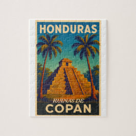 HondurasRuinas de Copán Retro poster Puzzle