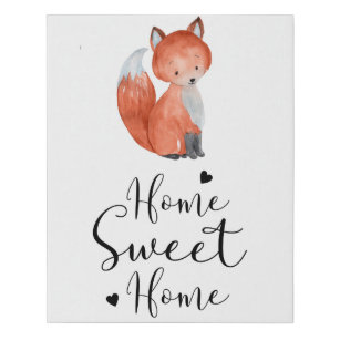 Hone Sweet Zuhause Watercolor Fox Künstlicher Leinwanddruck