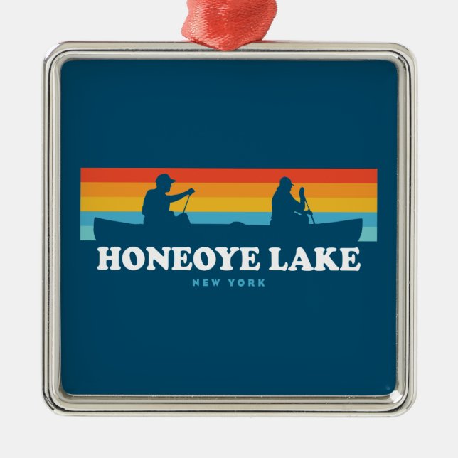 Honeoye Lake New York Canoe Ornament Aus Metall (Vorne)