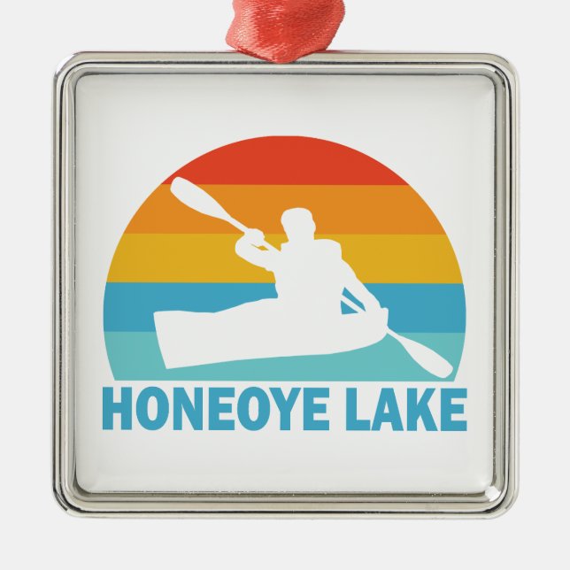 Honeoye Lake New York Kayak Ornament Aus Metall (Vorne)