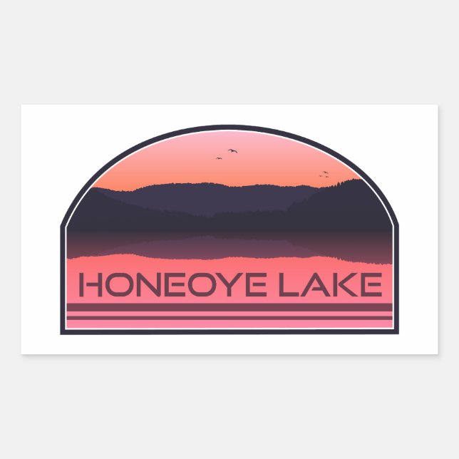 Honeoye Lake New York Red Sunrise Rechteckiger Aufkleber (Vorderseite)