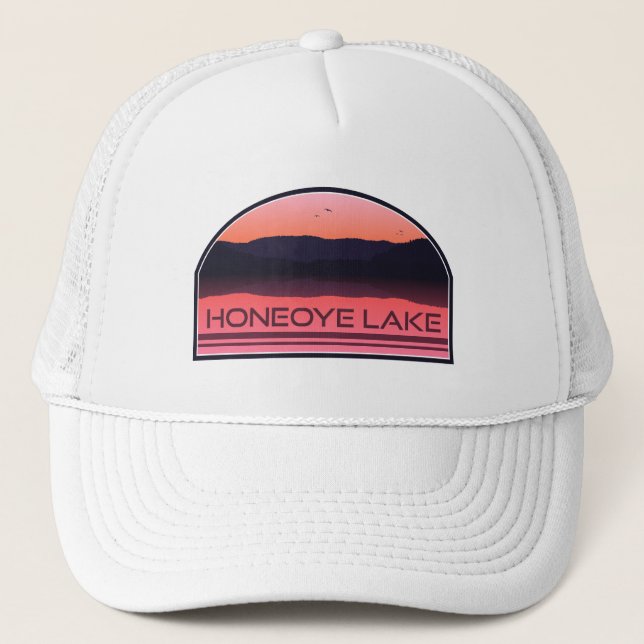Honeoye Lake New York Red Sunrise Truckerkappe (Vorderseite)