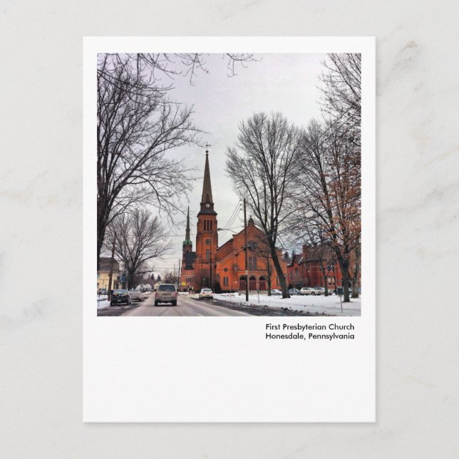 Honesdale, PA Post Card-First Presbyterian Church Postkarte (Vorderseite)