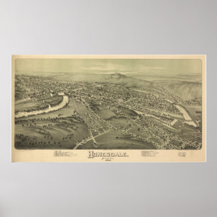 Honesdale Pennsylvania 1890 Antique Panoramabalkar Poster