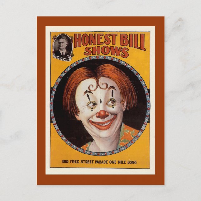 Honest Bill Vintag Circus Postkarte (Vorderseite)