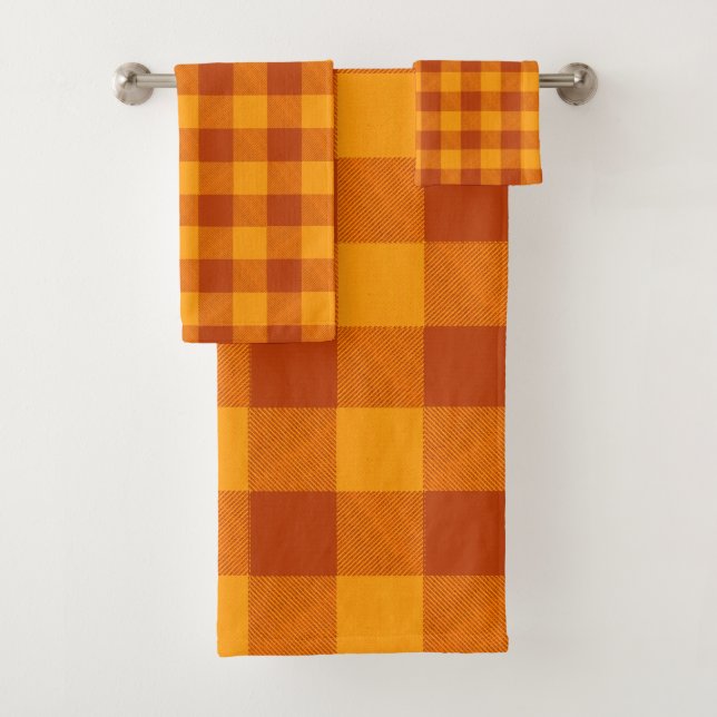 Honey Amber Buffalo Check Badhandtuch Set (Insitu)