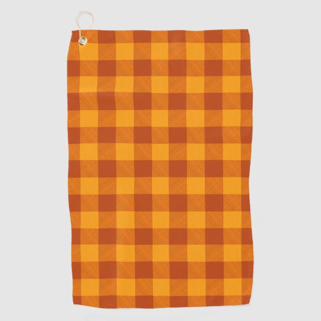 Honey Amber Büffelkariert Golfhandtuch (Vorderseite)