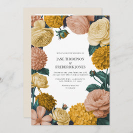 Honey Amber, Caramel Rose & Soft Marzipan Wedding Einladung