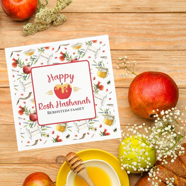 Honey Apple Jewish Happy Rosh Hashanah Serviette (Von Creator hochgeladen)