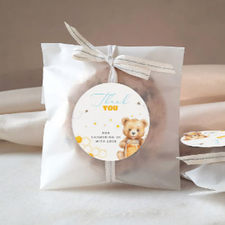 Honey Baby Bear Modern Baby Dusche Vielen Dank Runder Aufkleber
